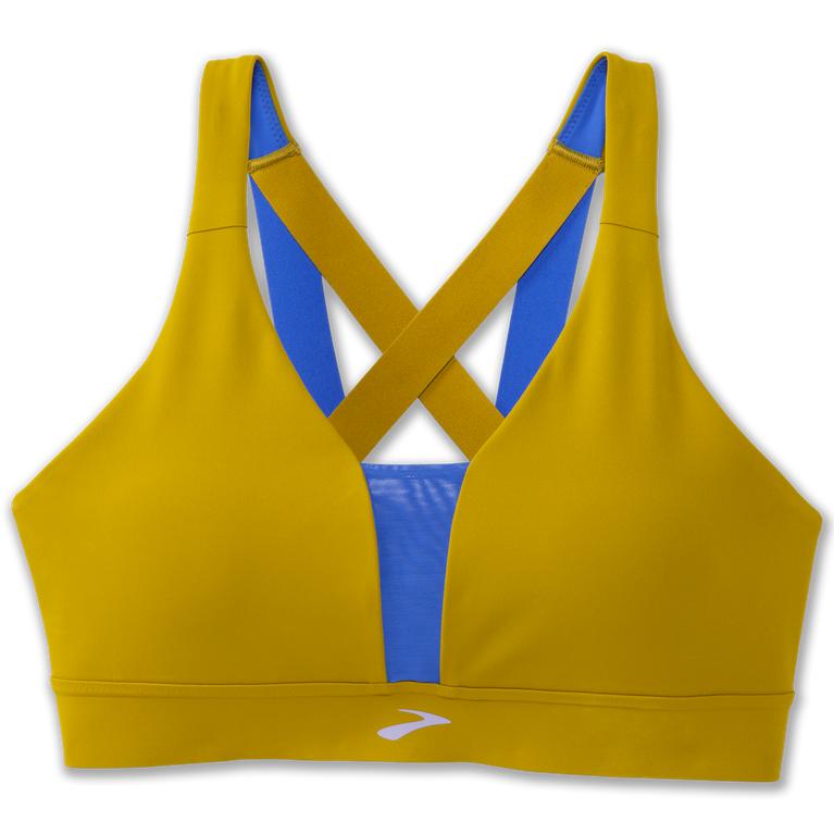 Brooks Womens Drive Plunge Running Bra - Golden Hour/Bluetiful (708953-NPU)